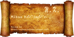 Miksa Kálmán névjegykártya